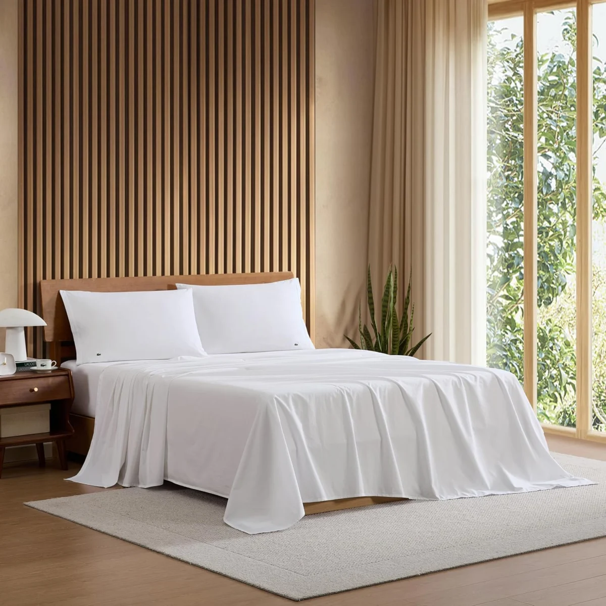 Lacoste 100% Cotton 3-Piece Sheet Set White Twin XL for $20.xx (Reg $54)