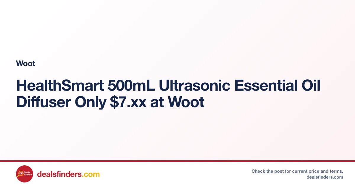 HealthSmart 500mL Ultrasonic Essential Oil Diffuser Only $7.xx at Woot