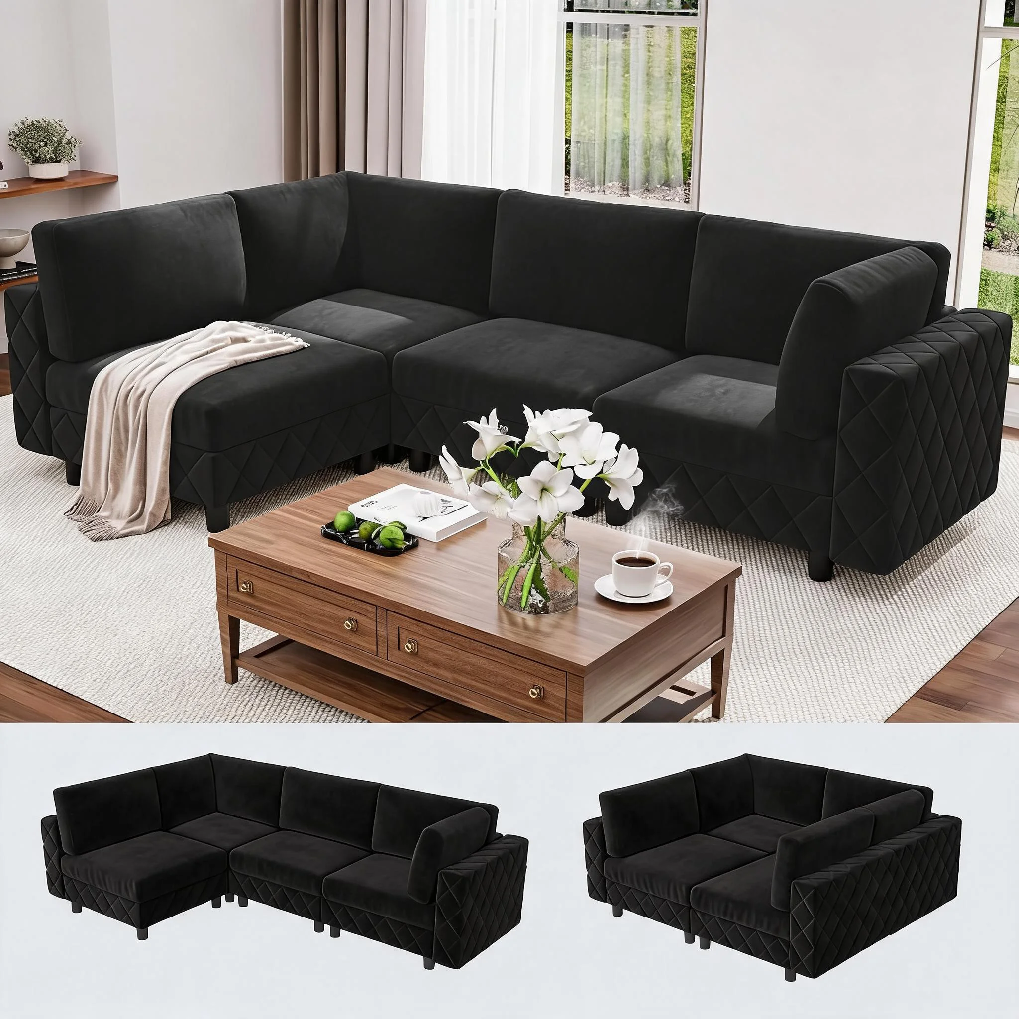 Mercer41 Oversized Modular Sectional Sofa Only $210 at Wayfair