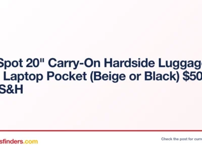 FlexiSpot 20″ Carry-On Hardside Luggage w/ Front Laptop Pocket (Beige or Black) $50 + Free S&H
