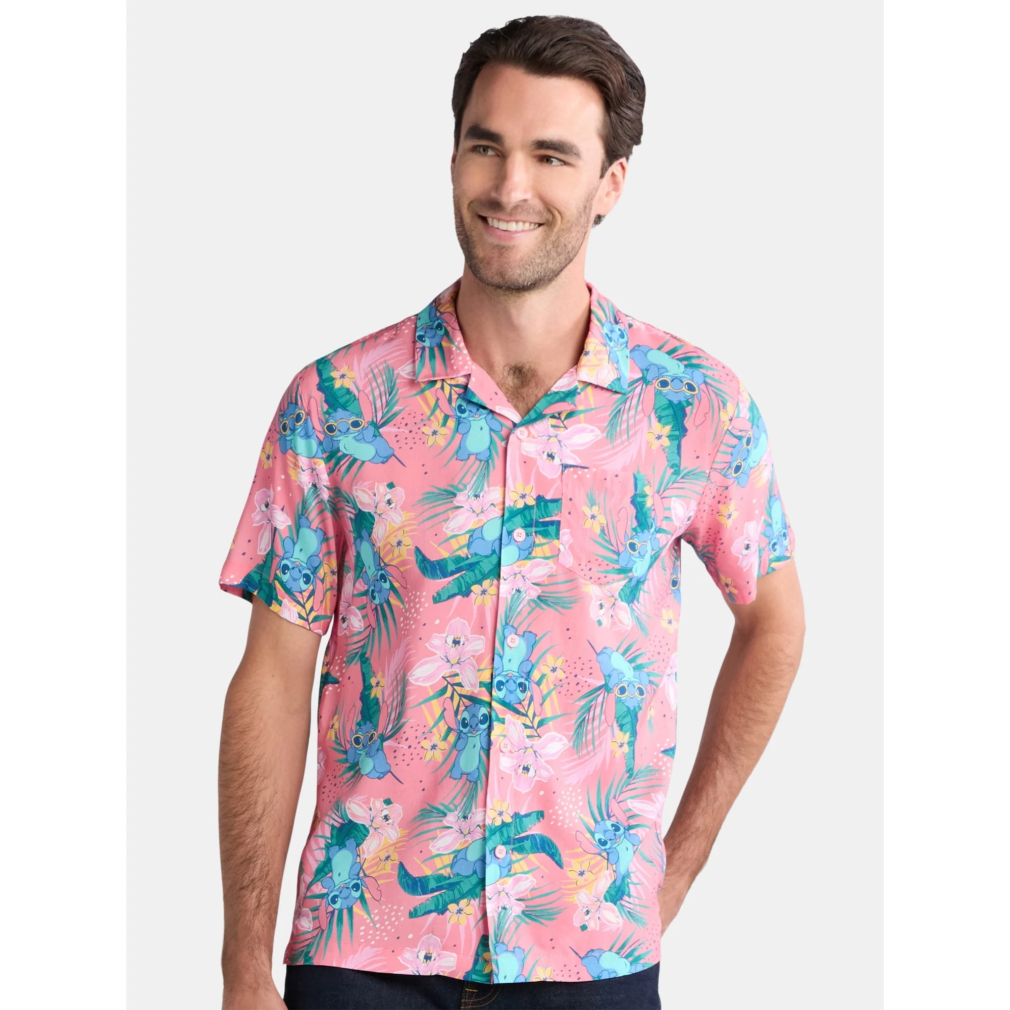 Lilo & Stitch Men’s Graphic Button-Up Shirt Just $3.90 Shipped