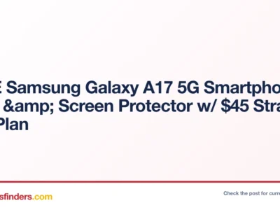 FREE Samsung Galaxy A17 5G Smartphone + Case & Screen Protector w/ $45 Straight Talk Plan
