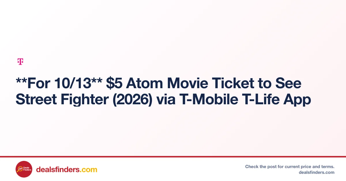Street Fighter Movie Ticket Only $5 at T Mobile