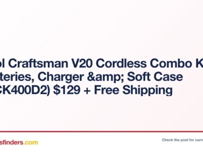 4-Tool Craftsman V20 Cordless Combo Kit w/ 2 Batteries, Charger & Soft Case (CMCK400D2) $129 + Free Shipping