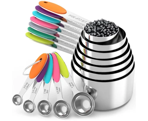Nesting Stainless Steel Measuring Cups & Spoons Set for $13.xx