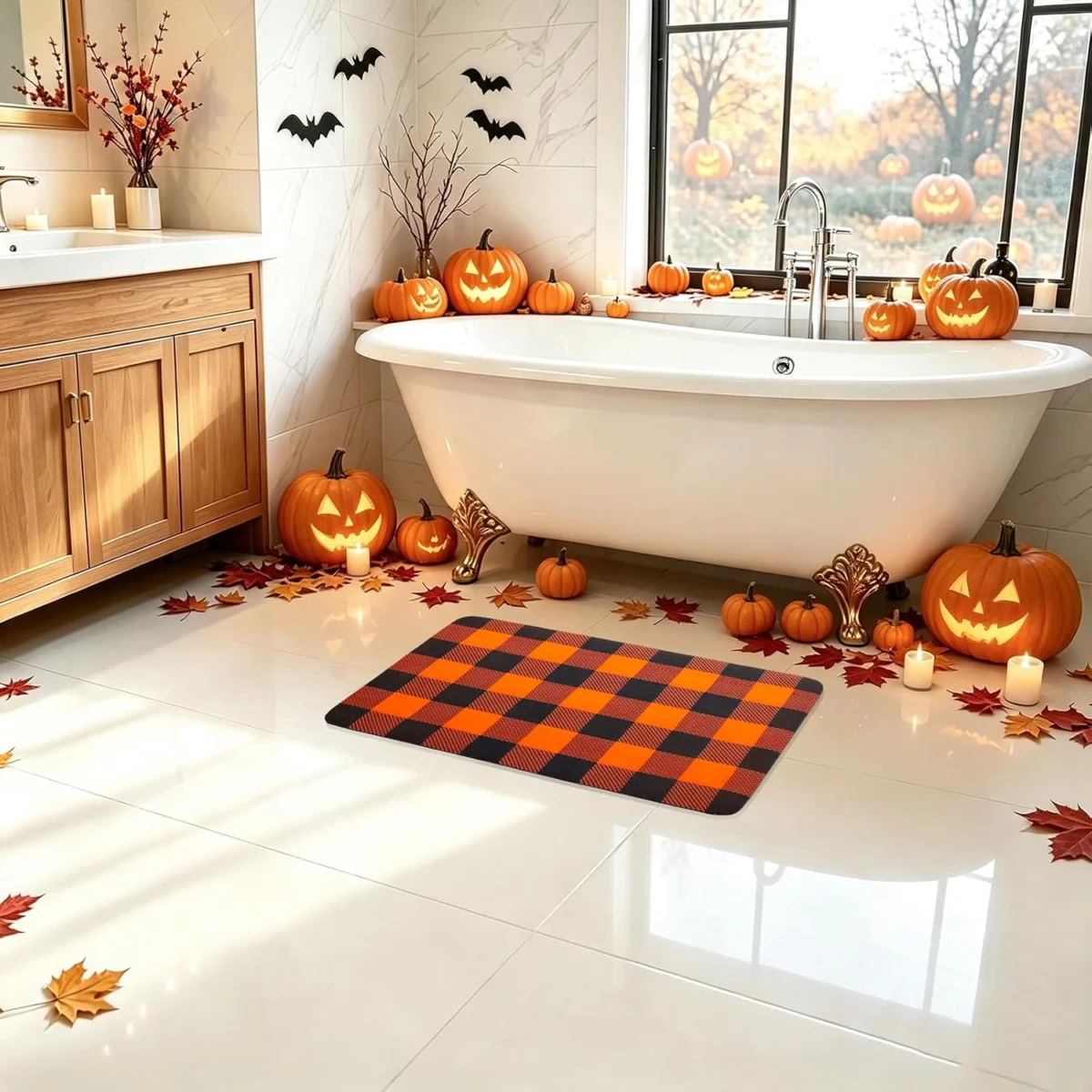 Rubber Absorbent & Quick Dry Halloween Bathroom Rugs Only $3.xx
