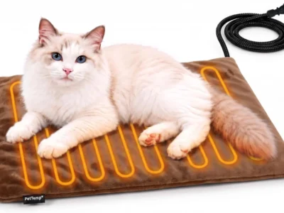 Cat Heating Pad, Heated Cat Bed, MET Safety Listed, Constant Warmth, Brown | Plug-In Warmth, Pet Heating Pad for Cats, Washable Cover, Chew-Resistant Cord, Indoor & Sheltered Outdoor Use, 20W, 16x13in