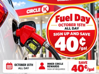 Circle K Fuel Day: Save 40¢ per Gallon October 15 in Six States