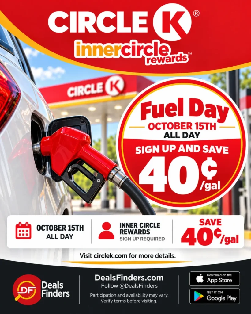 Circle K Fuel Day: Save 40¢ per Gallon October 15 in Six States
