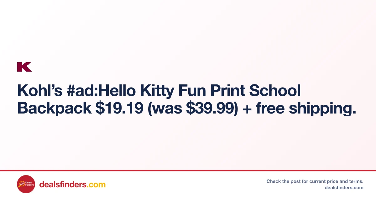 Hello Kitty Fun Print School Backpack Only $19.19 (Reg. $39.99)