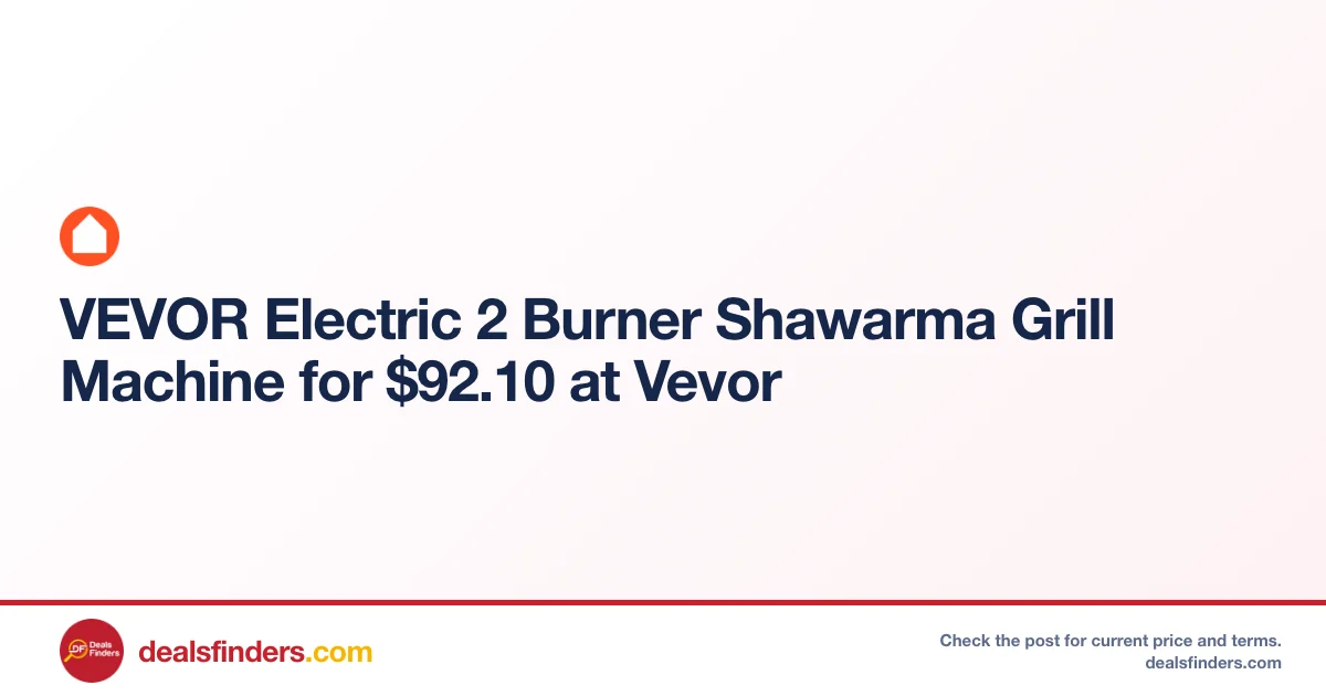 VEVOR Electric 2 Burner Shawarma Grill Machine Only $92.10 at Vevor