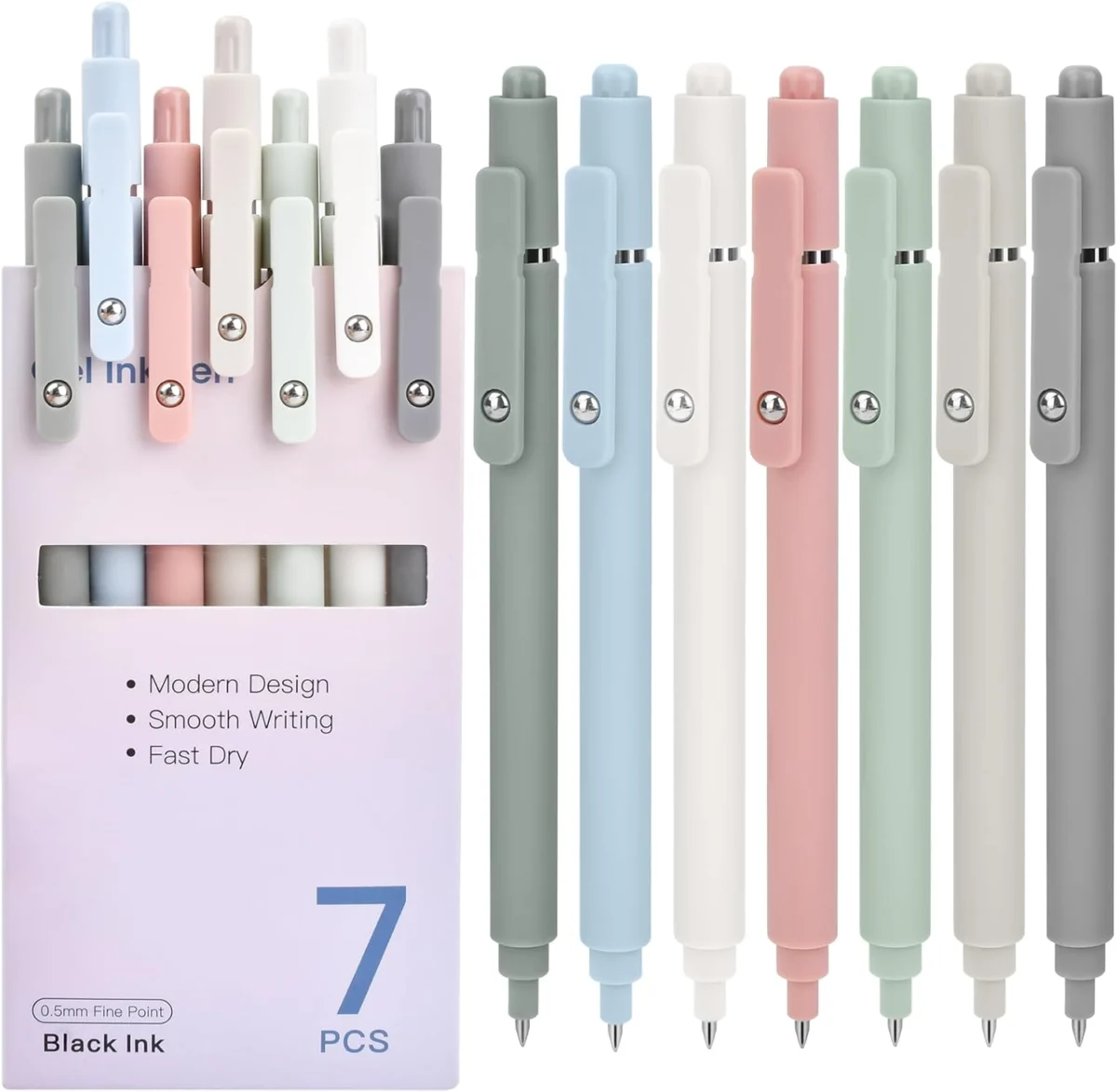 7 Pcs Gel Pens 0.5mm Black Deal