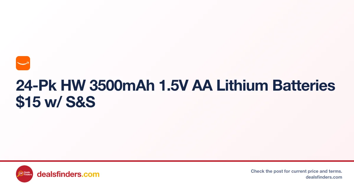 24-Pk HW 3500mAh AA Lithium Batteries Only $29.xx (Reg. $40)
