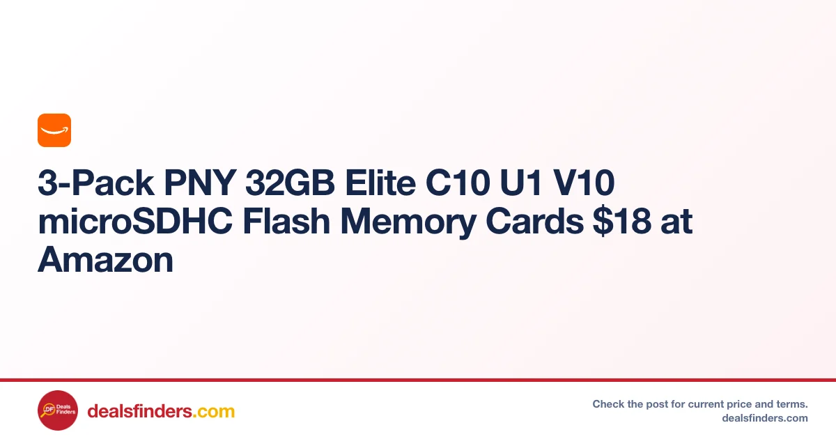 PNY 32GB Elite C10 U1 V10 microSDHC 3-Pack Only $17.xx (Reg. $35)