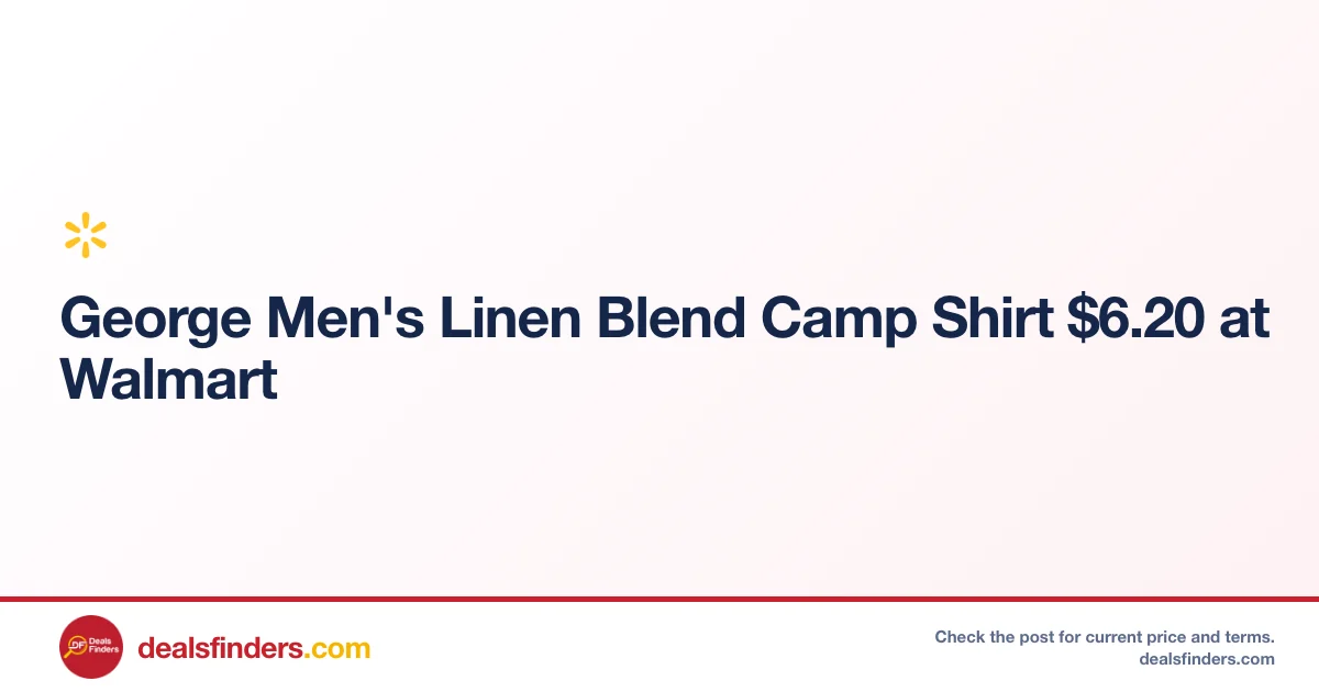 George Men’s Linen Blend Camp Shirt Only $6.20 at Walmart