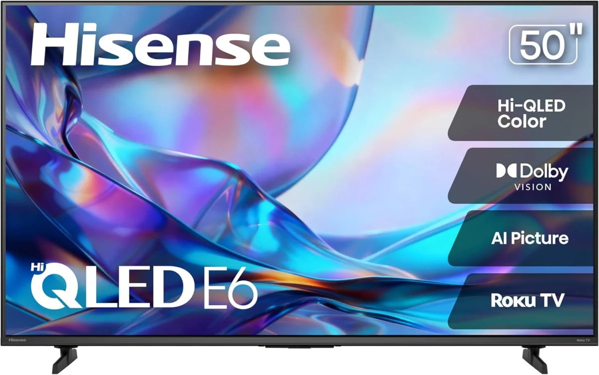 Hisense 50″ Class E6SR Series Hi-QLED 4K UHD Smart Roku TV Only