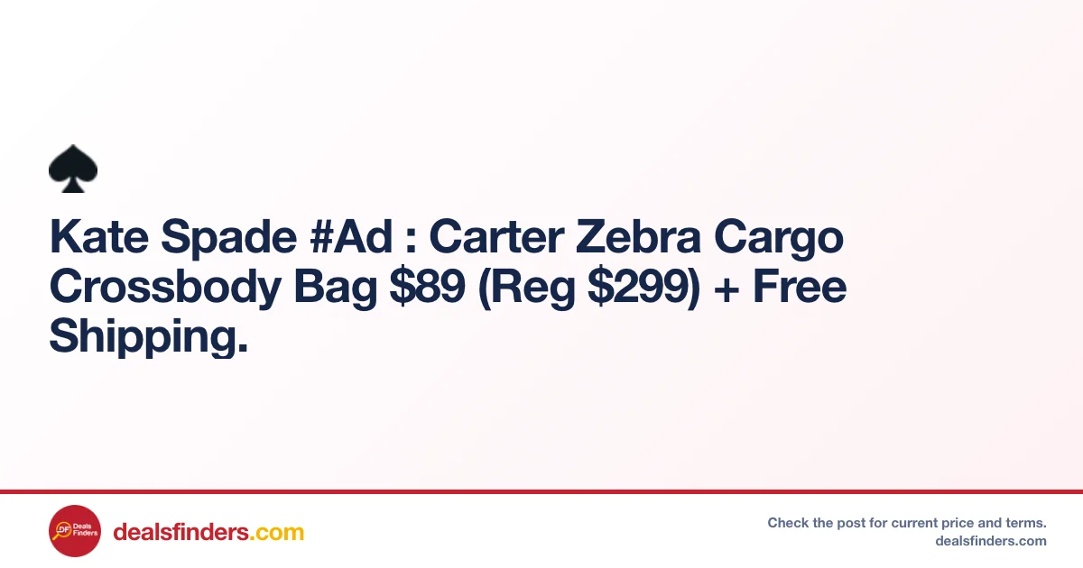 Kate Spade Carter Zebra Cargo Crossbody Bag Only $89 (Reg. $299)