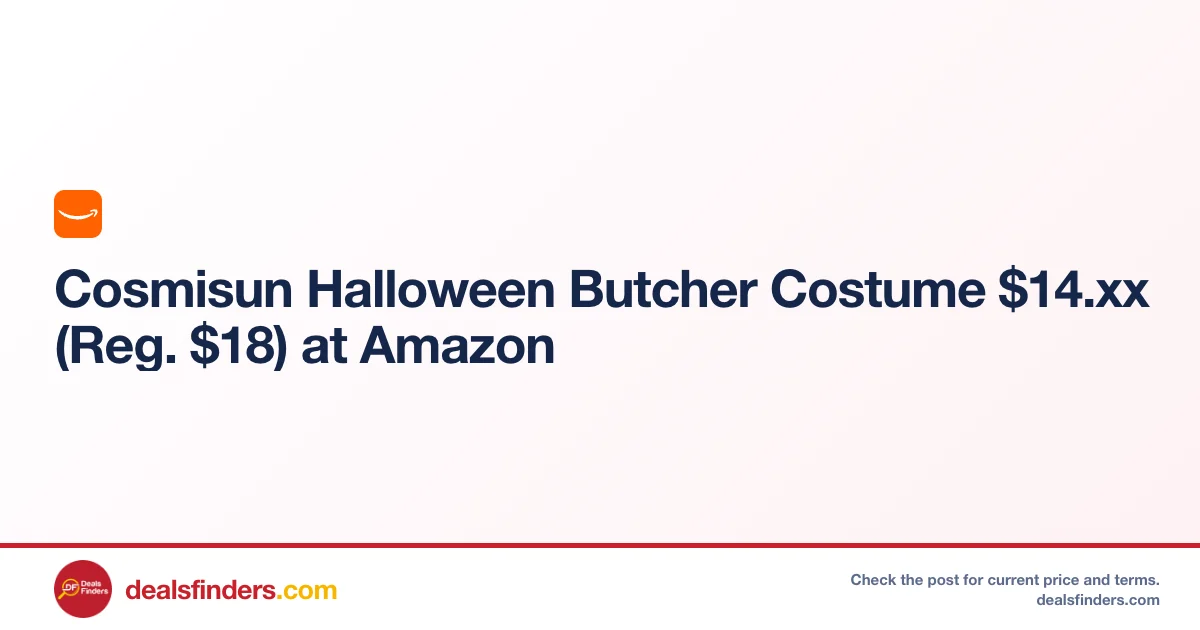 Cosmisun Halloween Butcher Costume $14.xx (Reg. $18) at Amazon