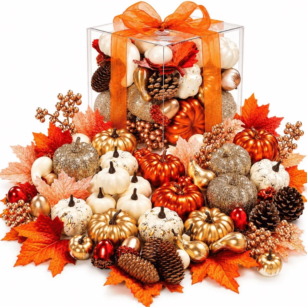 Luxury 52-Pc Fall Pumpkins Decor Set: Save 54% at Amazon