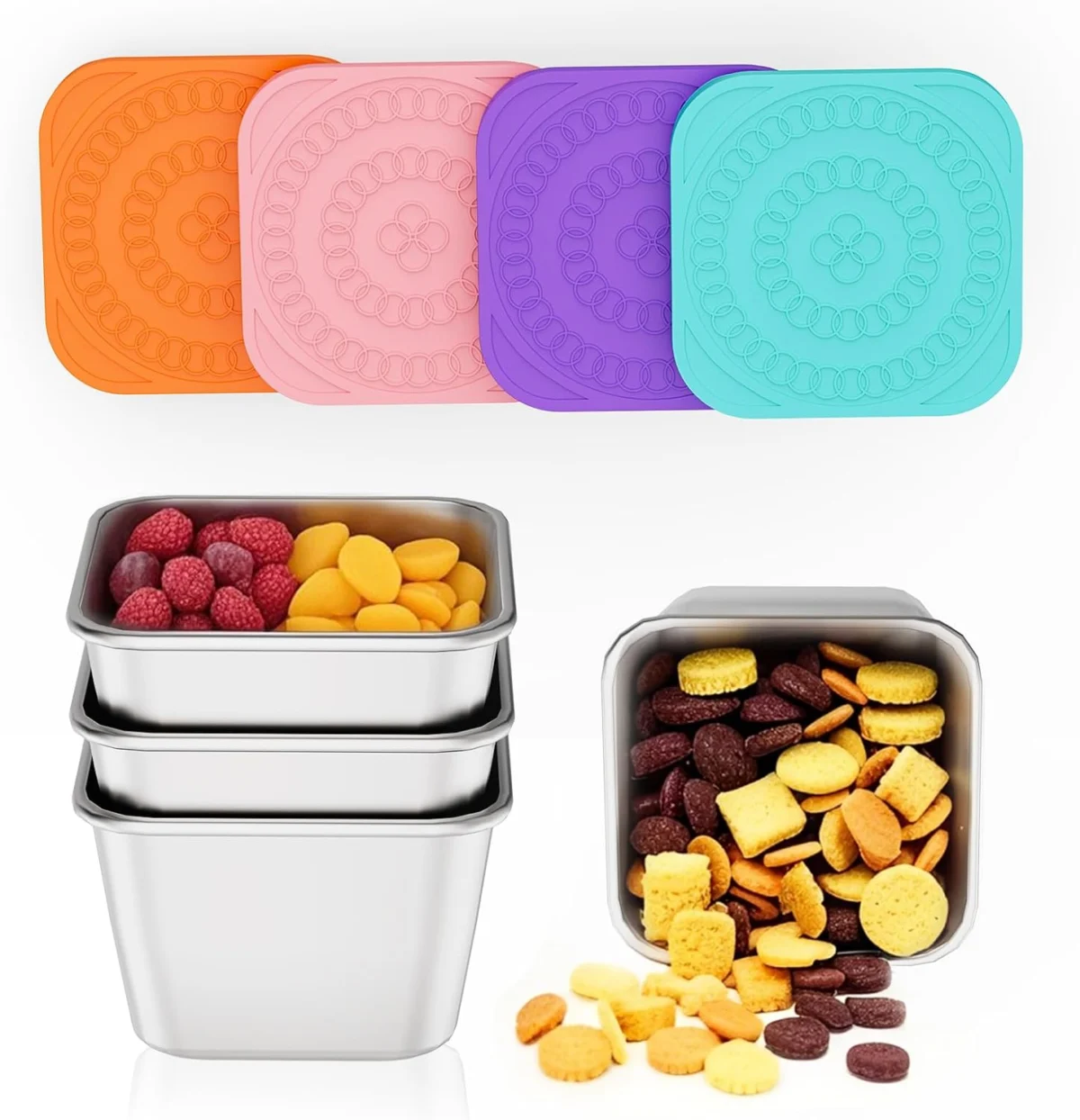 Set of 4 Stainless Steel Snack Containers Deal