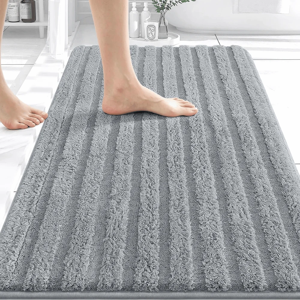 OLANLY Striped Plush Bath Mat Deal: Save $9.xx at Amazon