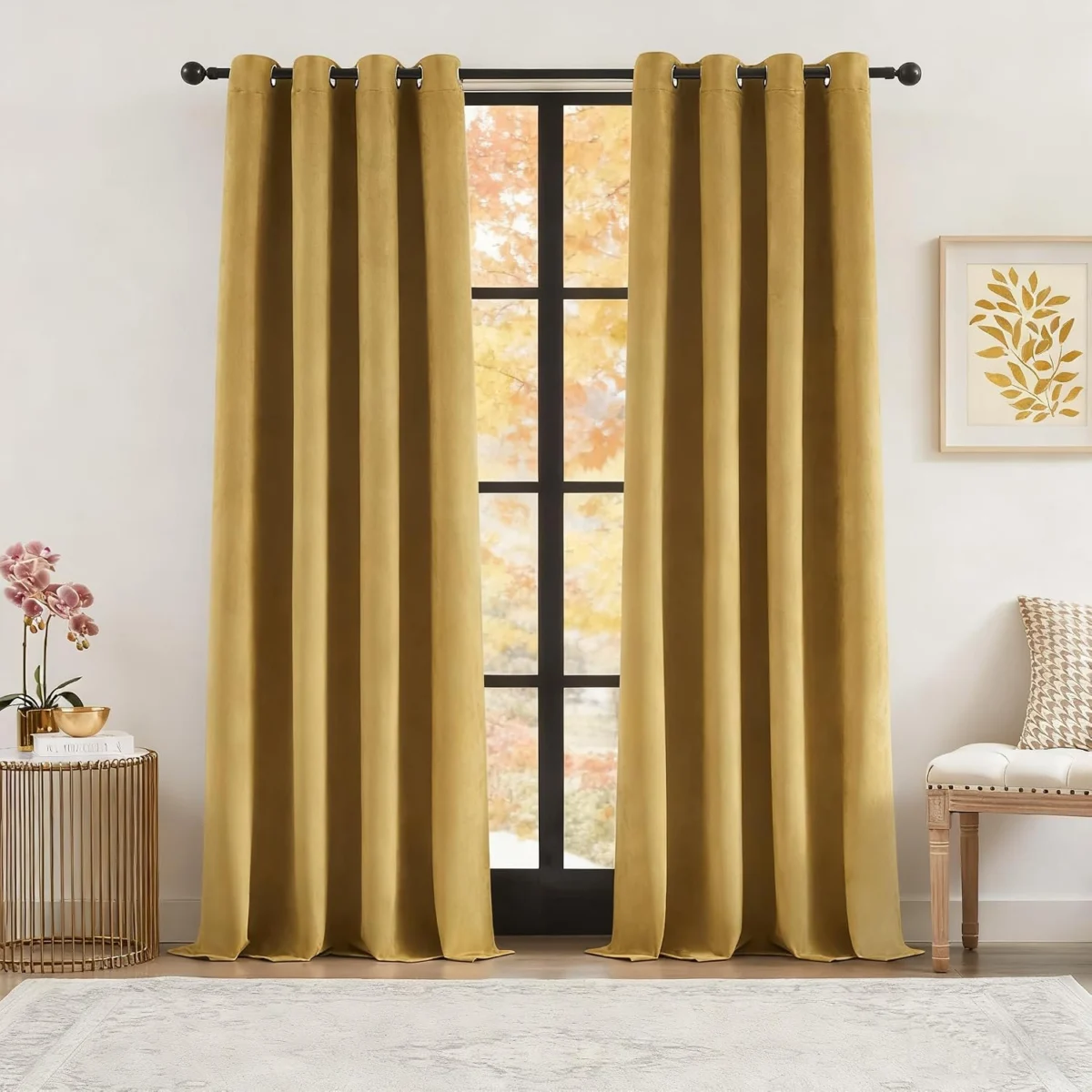 Randall Yellow Faux Suede Leather Blackout Curtain Only $29.xx (Reg.