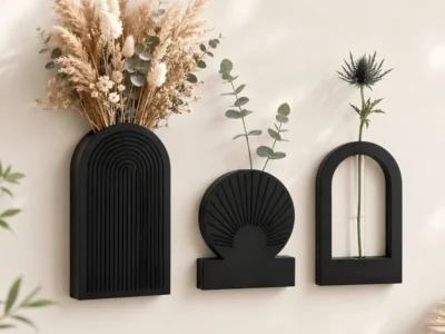 Black Wooden Wall Vases Set of 3 Deal: Save $22.xx at Amazon