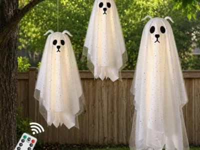 3-Pk Zesua Halloween Outdoor LED Dog Ghost Hanging Decor $10.xx