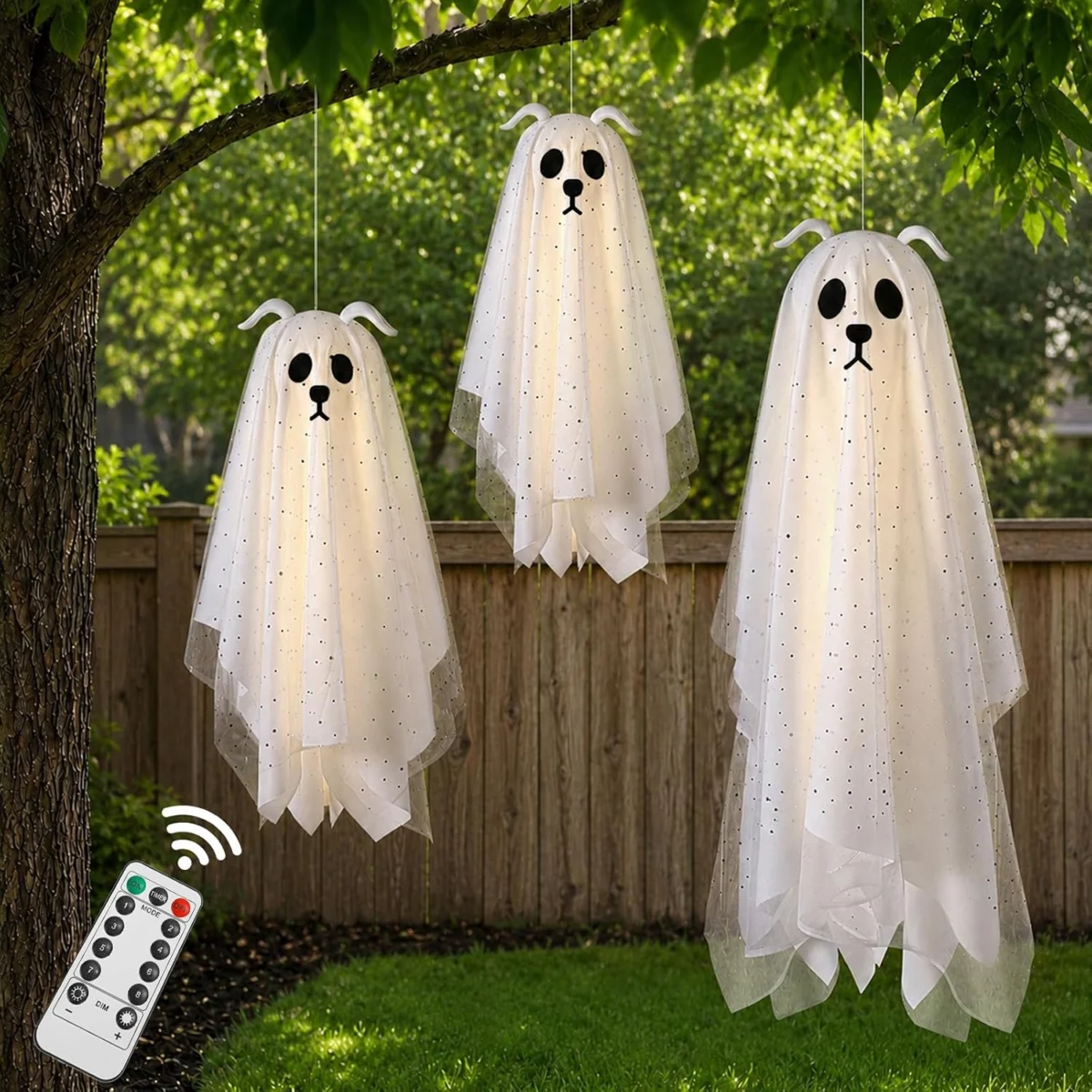 3-Pk Zesua Halloween Outdoor LED Dog Ghost Hanging Decor Only $10.xx