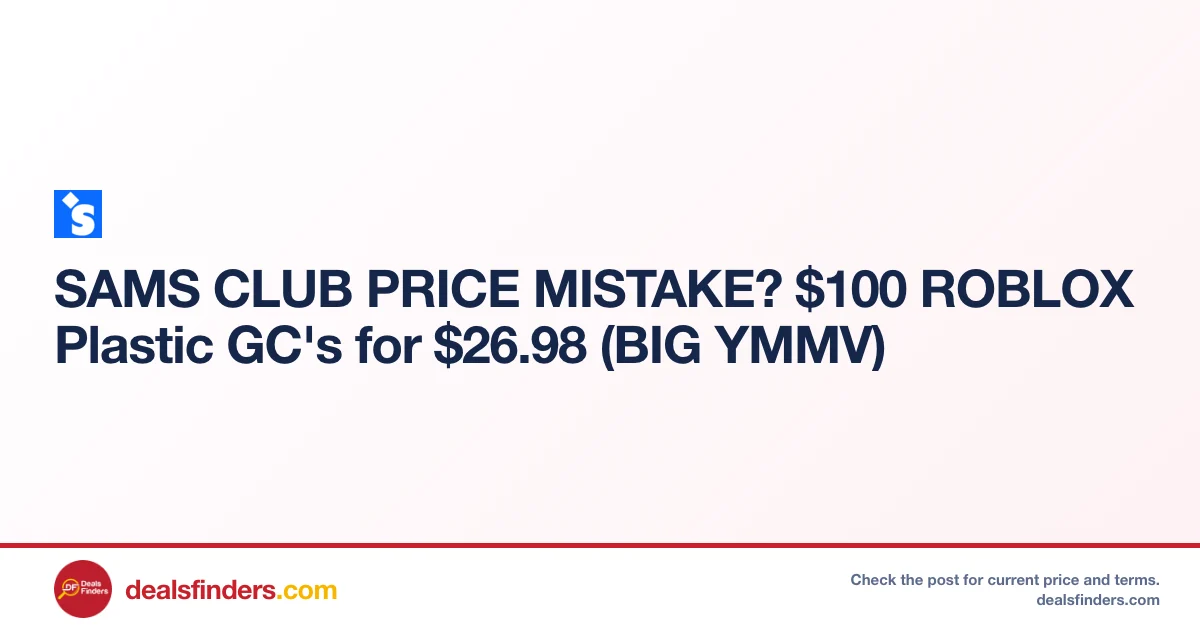 Roblox Plastic GC’s Only $100 at Sam’s Club – Limited Offer