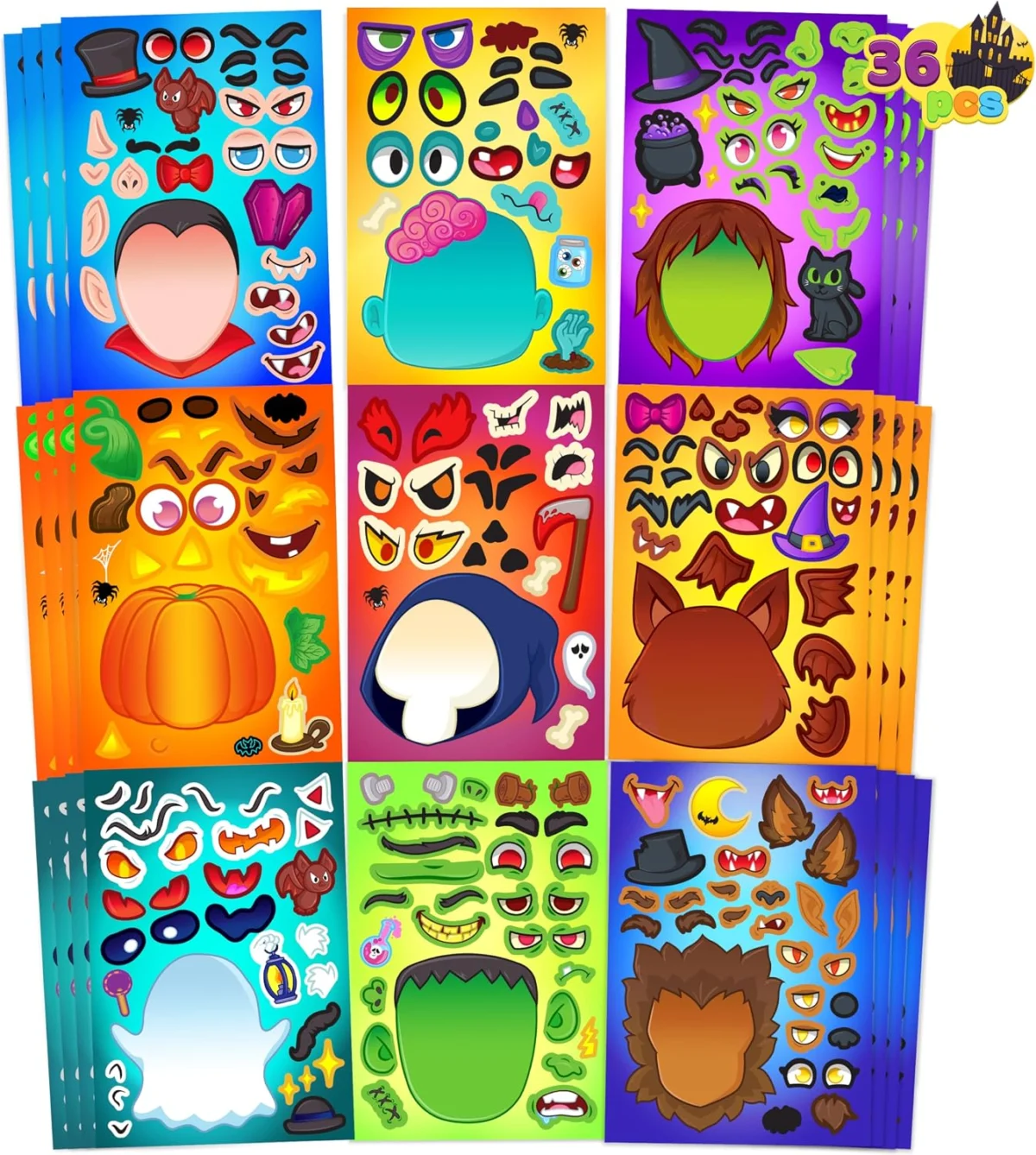 36pcs Halloween Make-a-face Sticker Sheet Deal: Save 40%