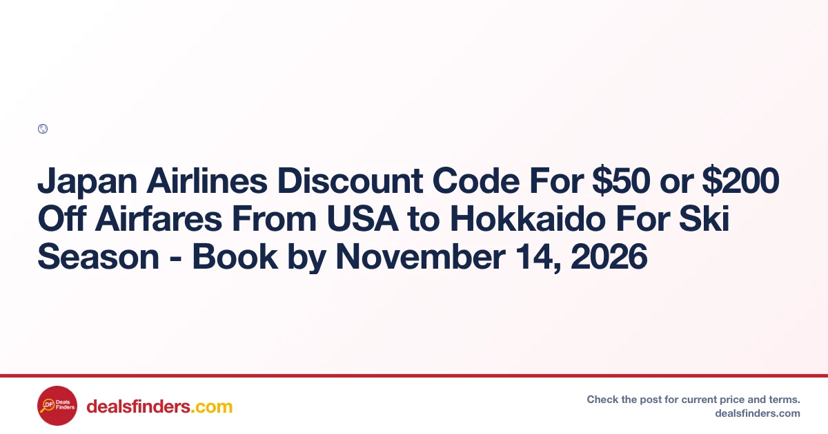 Japan Airlines Discount Code Just $50 at Jal