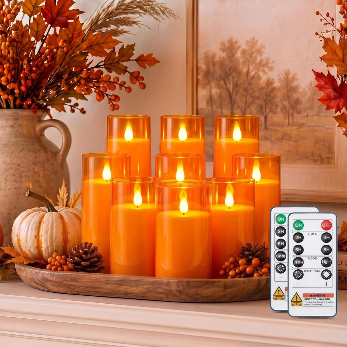 Orange Flameless Candles 9 Pack Deal