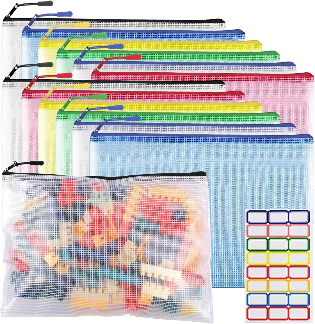 12pcs Large Mesh Zipper Pouches Deal: Save 50%