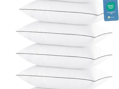 JOLLYVOGUE Pillows Queen Size Set of 6, Cooling and Firm Pillows with Oeko-Tex Certified Down Alternative Filling for Side, Back, and Stomach Sleepers, Hotel Collection