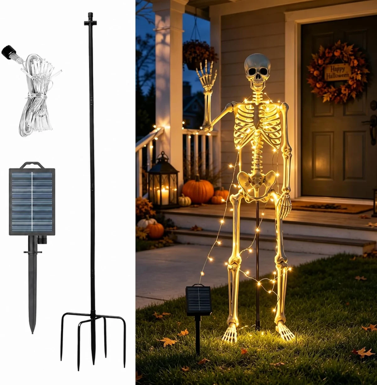 Vivinova Halloween Skeleton Stand Kit & Solar String Lights Only $15.xx