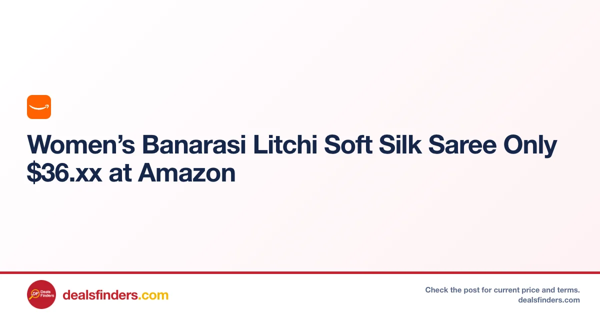 Women’s Banarasi Litchi Soft Silk Saree Only $36.xx at Amazon