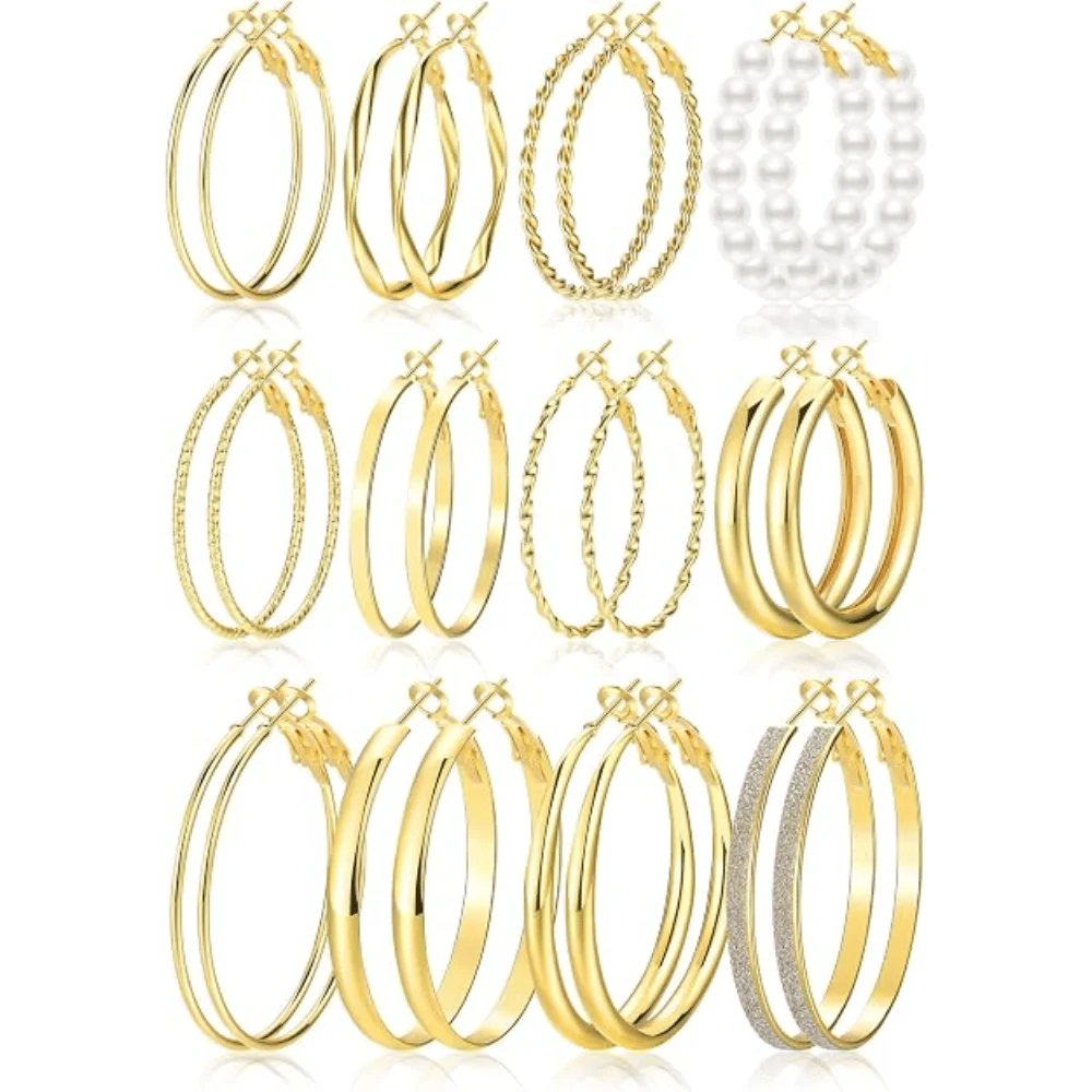 12 Pairs Gold Hoop Earrings Set Deal at Amazon: Save $6.xx