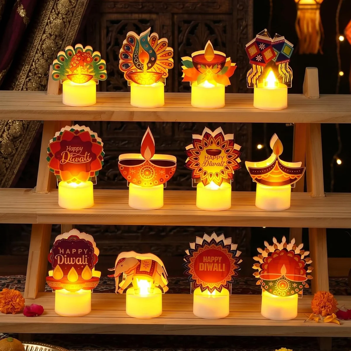 Happy Diwali Party Decoration LED Tea Lights Only $20.xx at Amazon