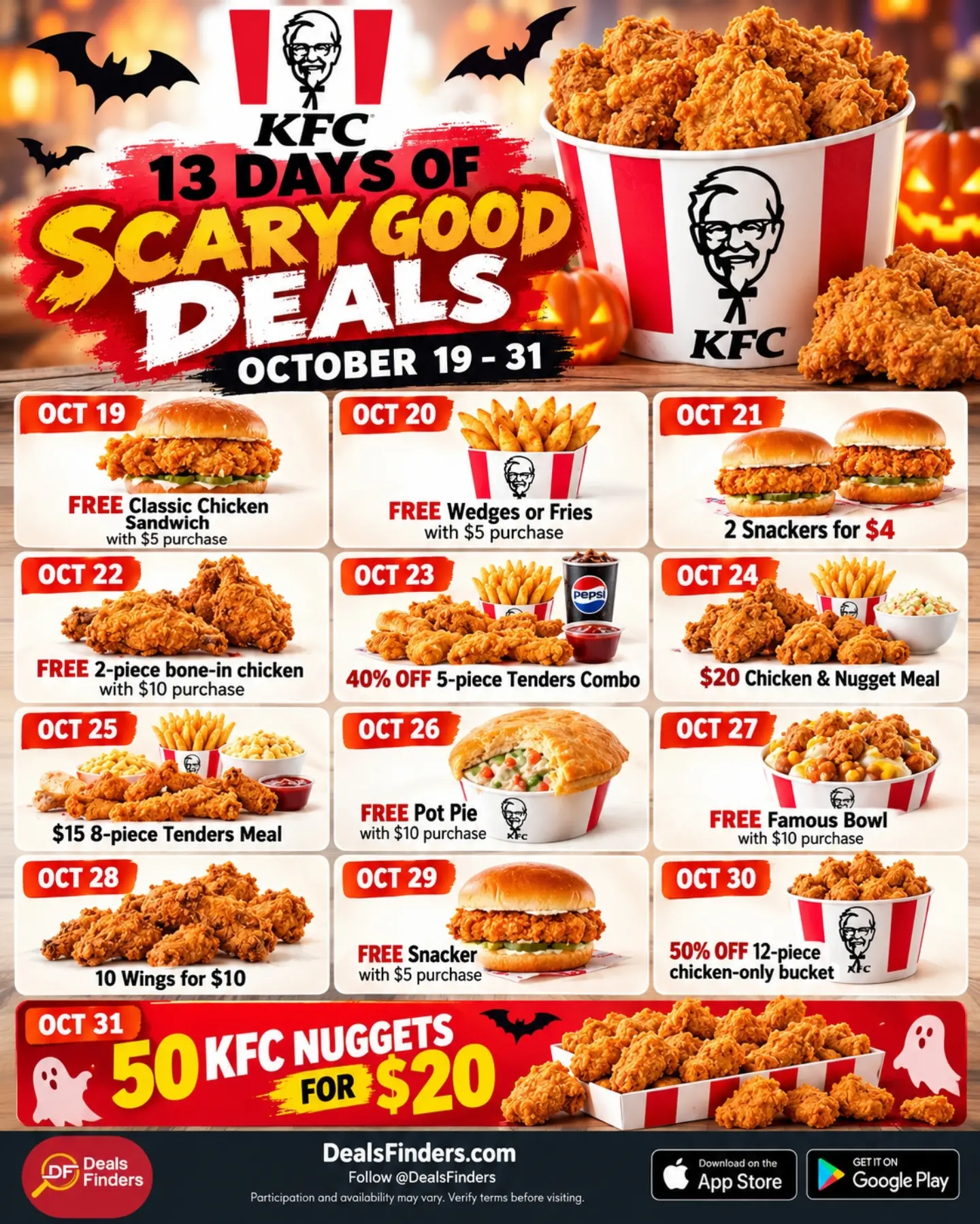 KFC’s 13 Days of Scary Good Deals: October 19–31, 2026