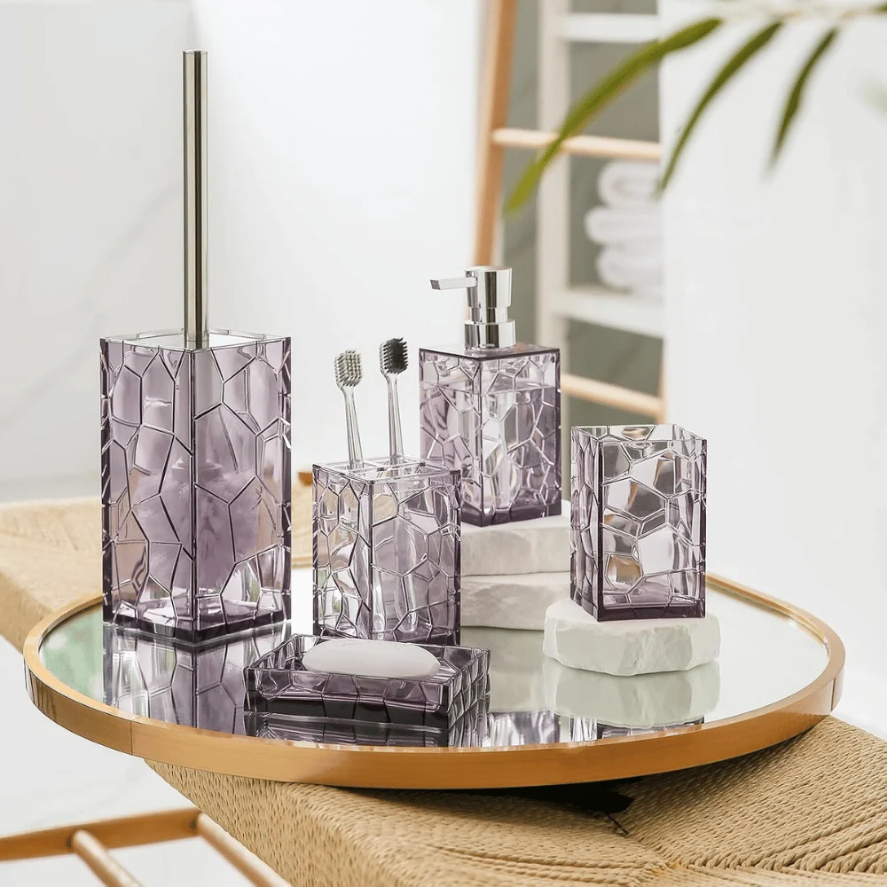 Clear Acrylic Bathroom Accessories Set Deal at Amazon: Save $8.xx