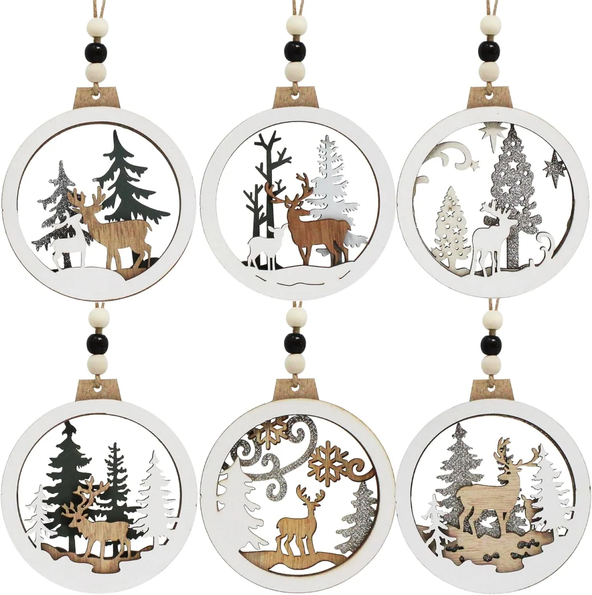 JOIEDOMI 6 Pcs Christmas Wooden Ornaments Only $12.xx at Amazon