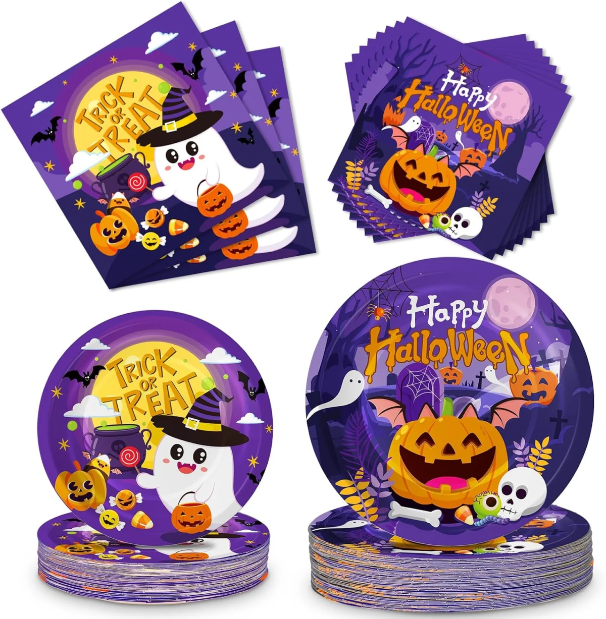 150 Pcs Halloween Plates & Napkins Set Deal: Save 31%