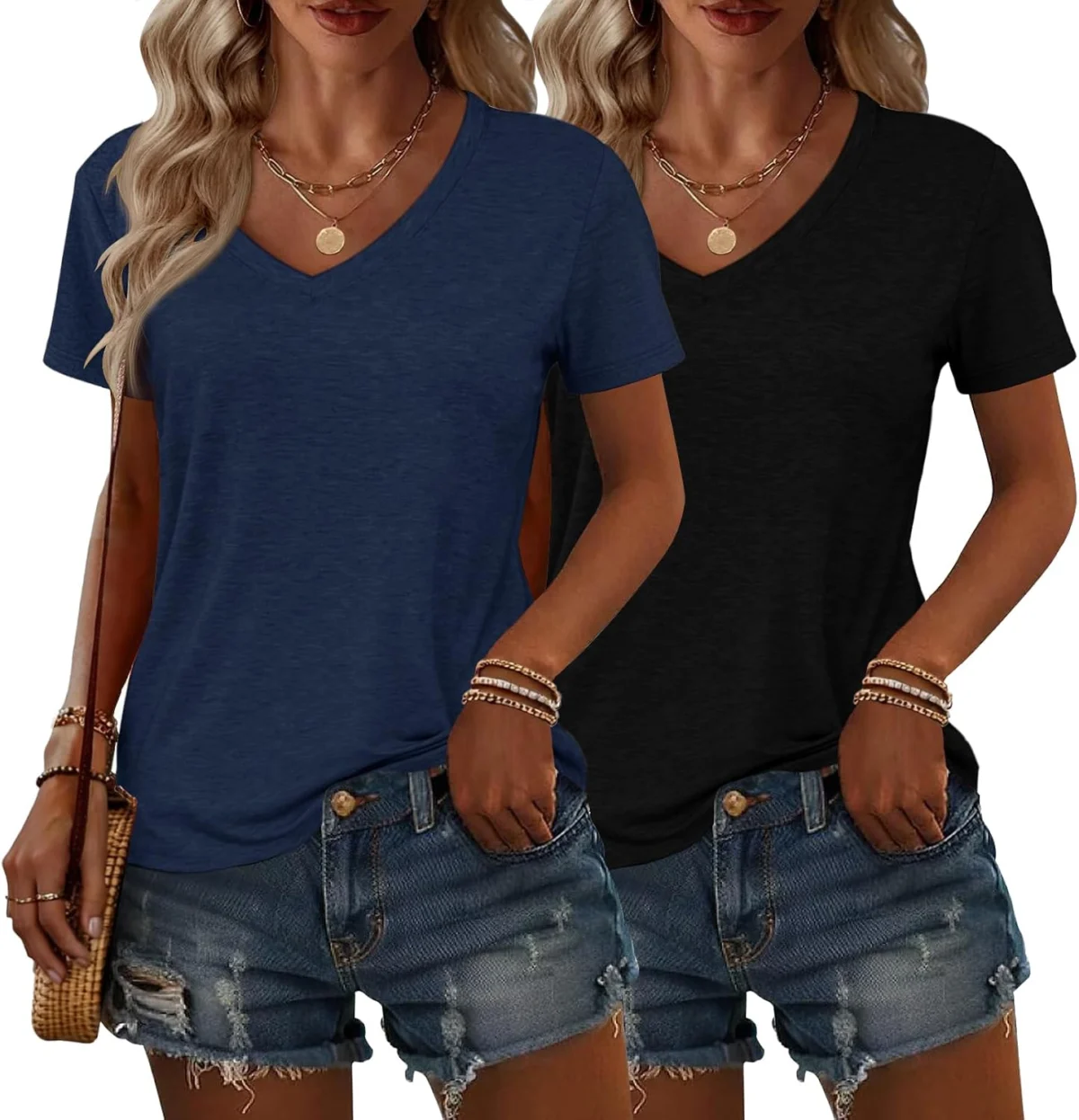 AIZHINENG 2 Pack Womens Summer Tops Only $14.xx (Reg. $30)