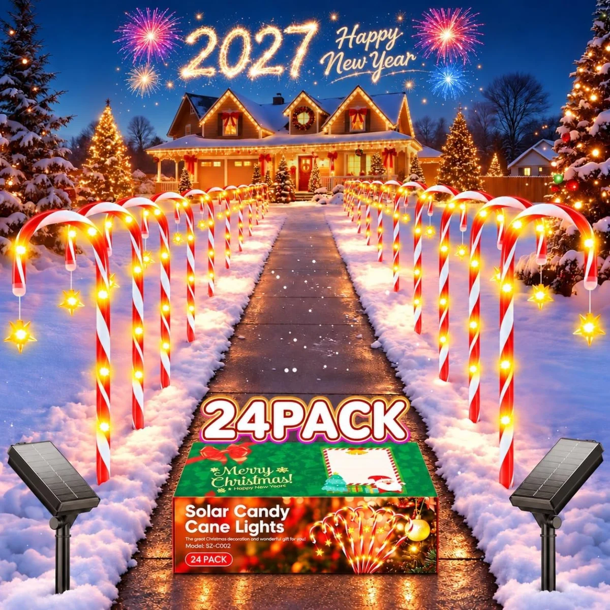 BUCASA 24‑Pack Solar Candy Cane Lights Only $59.xx (Reg. $70)