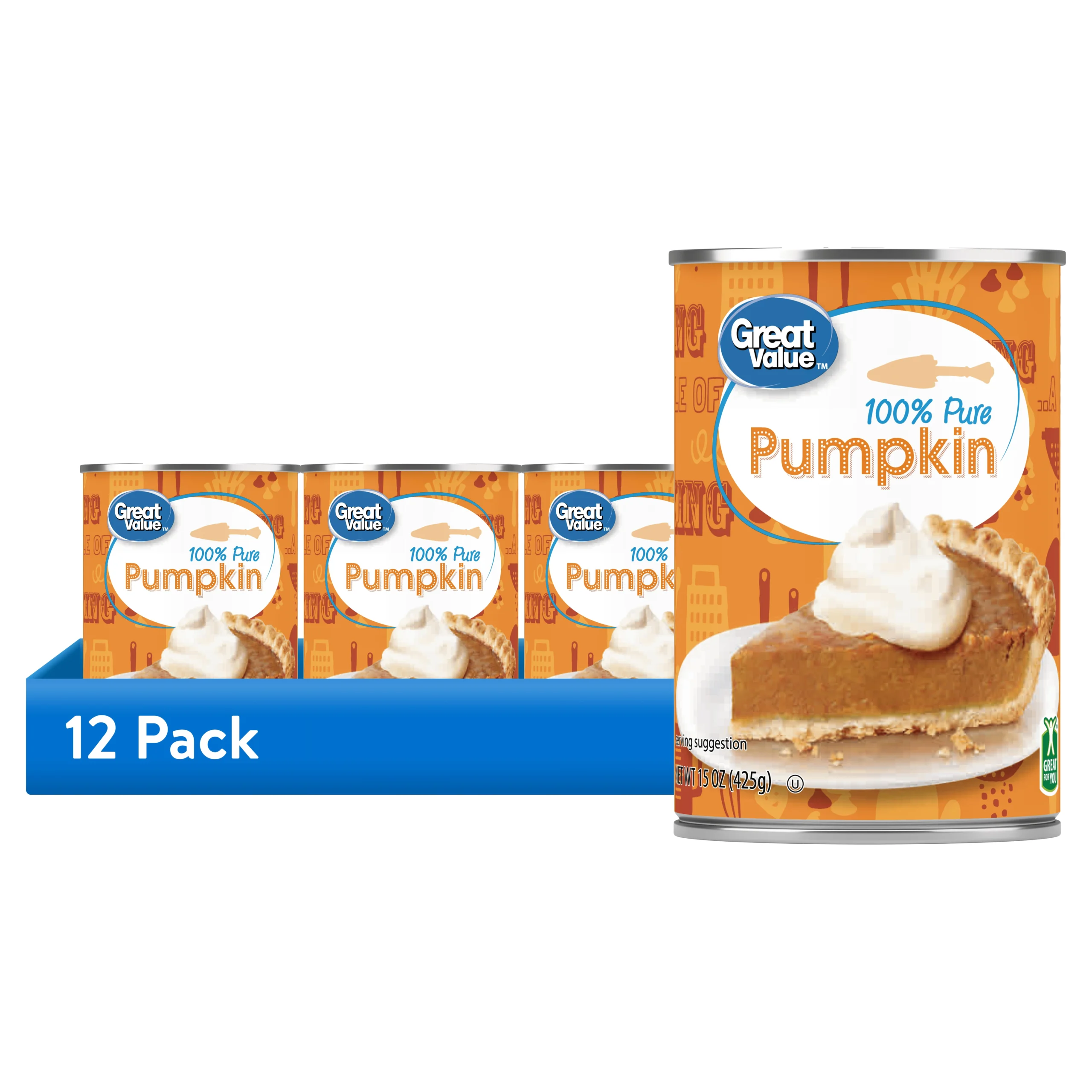 Great Value 100% Pure Pumpkin 12-Pack Only $11 at Walmart