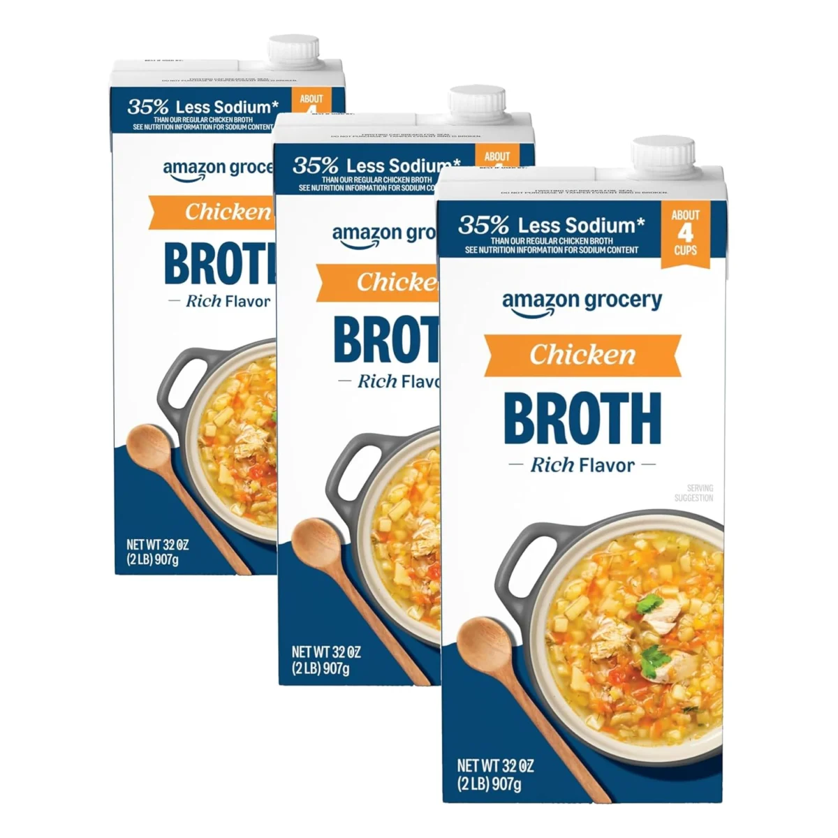 3-Pack 32oz Amazon Fresh Chicken Broth Only $3.xx (Reg. $4)