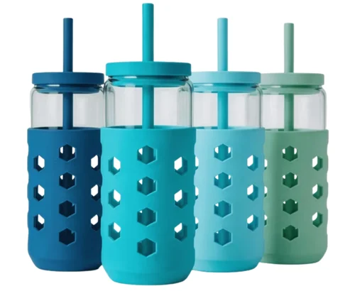 4-Pack 20 oz Glass Cups with Silicone Lids and Straws Just $29.99 at Walmart