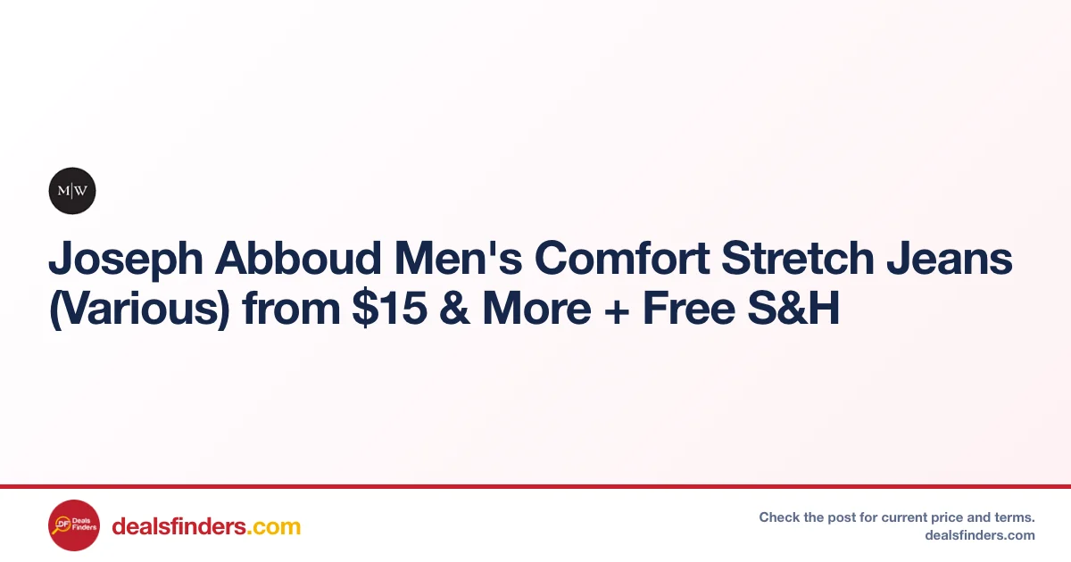 Joseph Abboud Men’s Comfort Stretch Jeans Only $15 at Menswearhouse