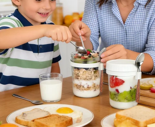 16oz Overnight Oats Containers with Lids and Spoons 4 Pack for $12.xx